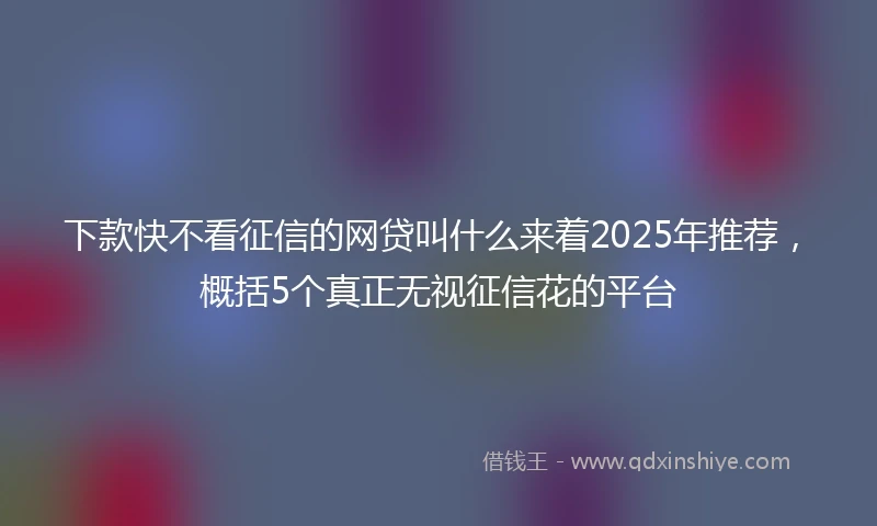下款快不看征信的网贷叫什么来着2025年推荐，概括5个真正无视征信花的平台