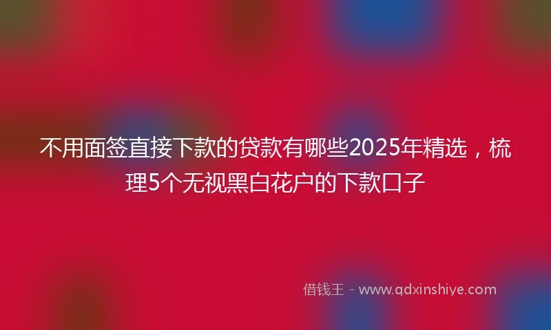 不用面签直接下款的贷款有哪些2025年精选，梳理5个无视黑白花户的下款口子