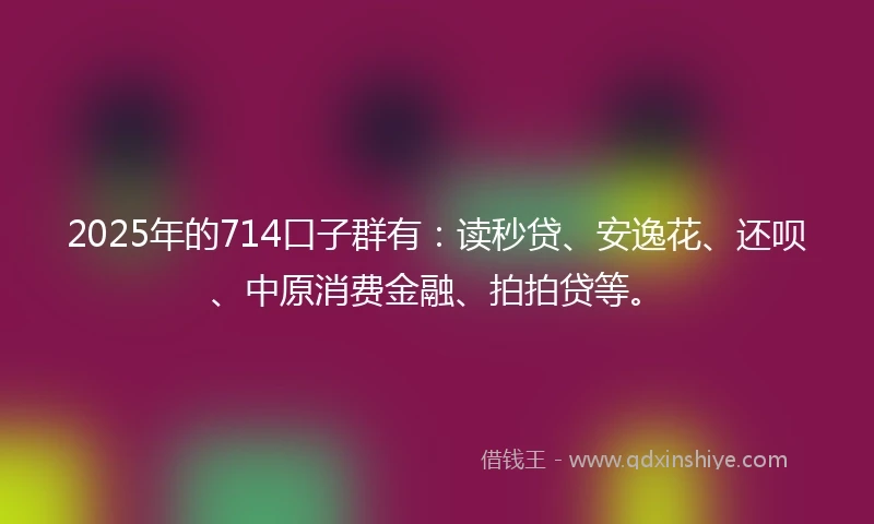 2025年的714口子群有：读秒贷、安逸花、还呗、中原消费金融、拍拍贷等。