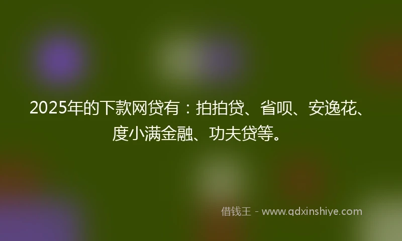 2025年的下款网贷有：拍拍贷、省呗、安逸花、度小满金融、功夫贷等。