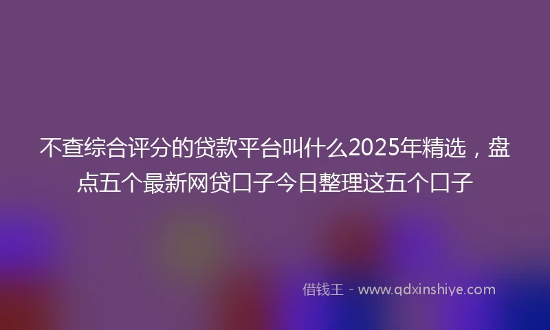 不查综合评分的贷款平台叫什么2025年精选，盘点五个最新网贷口子今日整理这五个口子