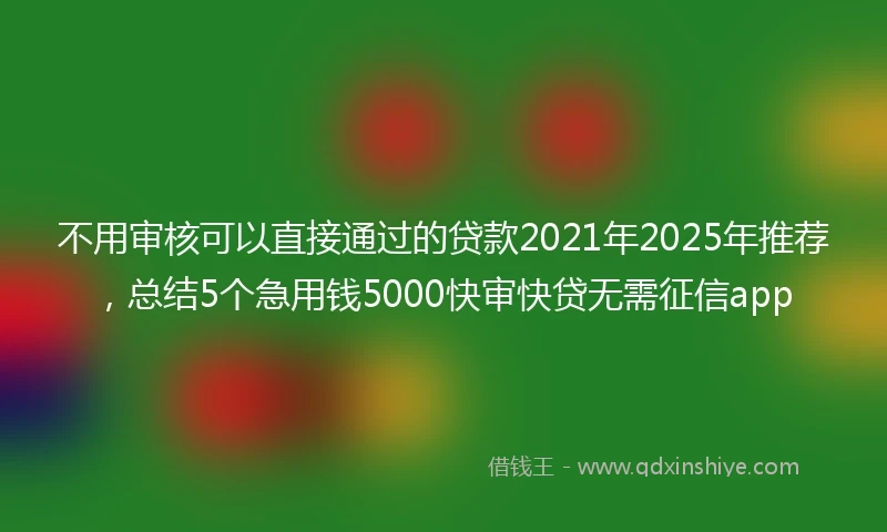 不用审核可以直接通过的贷款2021年2025年推荐，总结5个急用钱5000快审快贷无需征信app