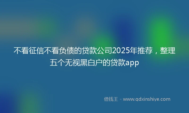 不看征信不看负债的贷款公司2025年推荐，整理五个无视黑白户的贷款app