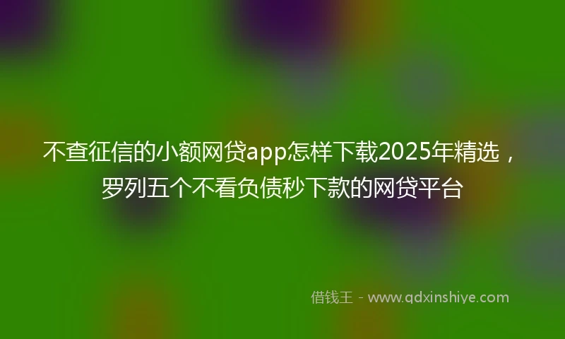 不查征信的小额网贷app怎样下载2025年精选，罗列五个不看负债秒下款的网贷平台
