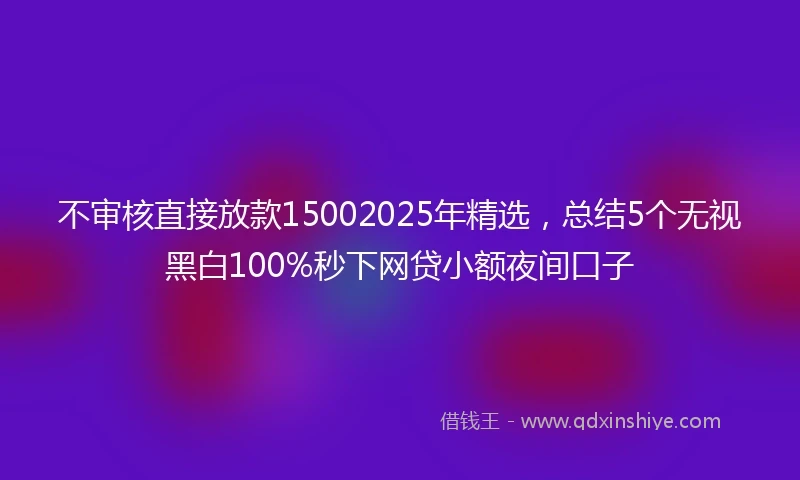 不审核直接放款15002025年精选，总结5个无视黑白100%秒下网贷小额夜间口子