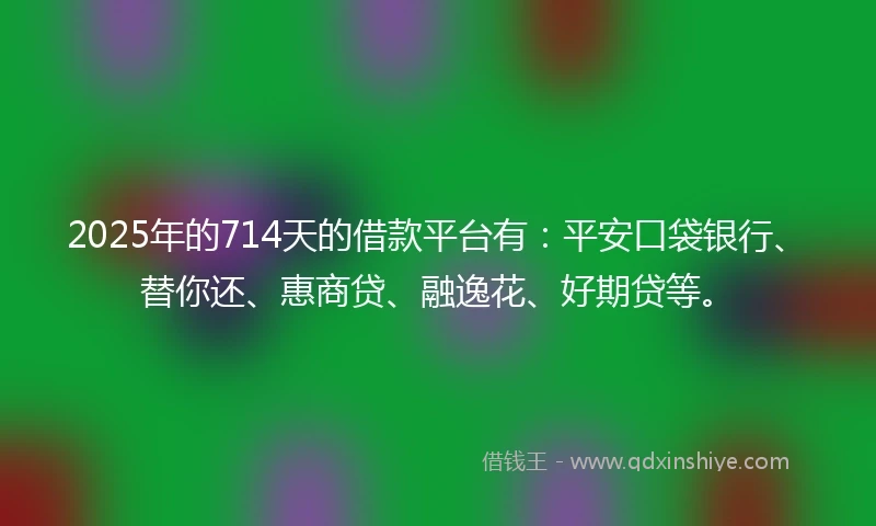 2025年的714天的借款平台有：平安口袋银行、替你还、惠商贷、融逸花、好期贷等。