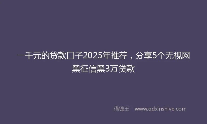 一千元的贷款口子2025年推荐，分享5个无视网黑征信黑3万贷款