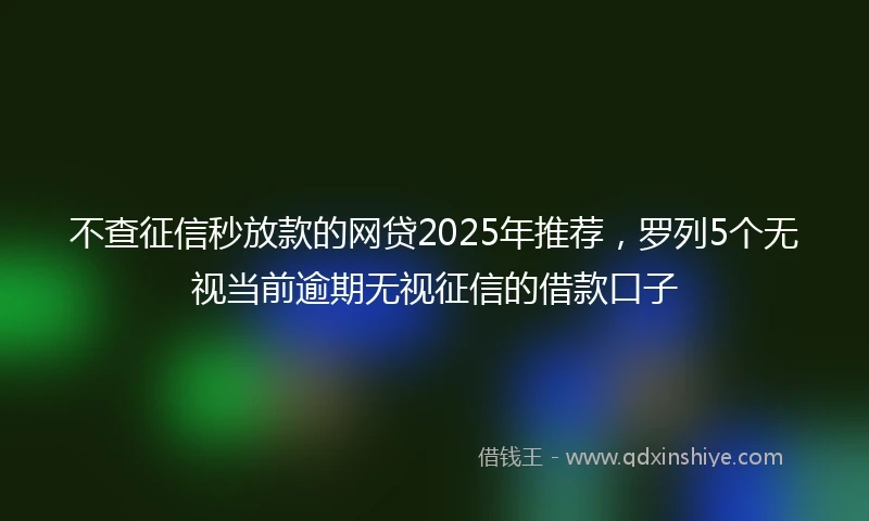 不查征信秒放款的网贷2025年推荐，罗列5个无视当前逾期无视征信的借款口子