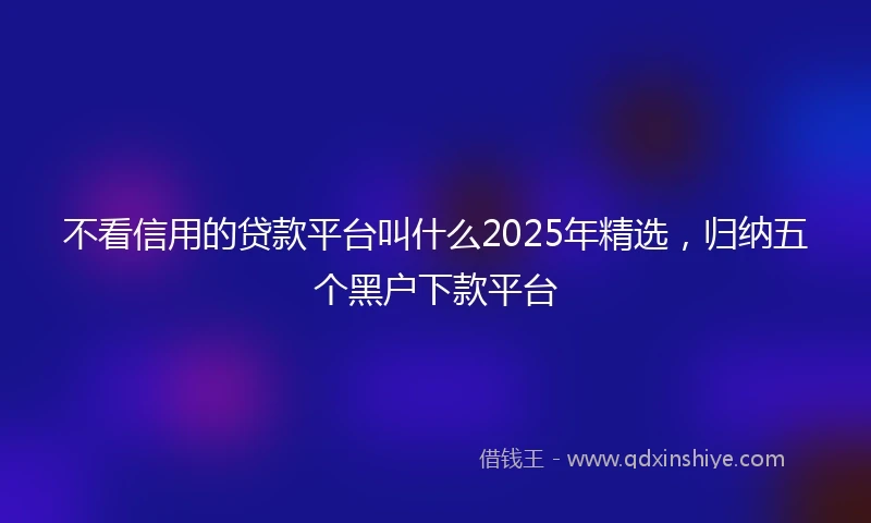 不看信用的贷款平台叫什么2025年精选，归纳五个黑户下款平台