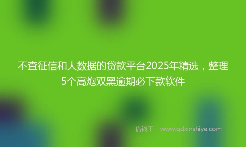 不查征信和大数据的贷款平台2025年精选，整理5个高炮双黑逾期必下款软件