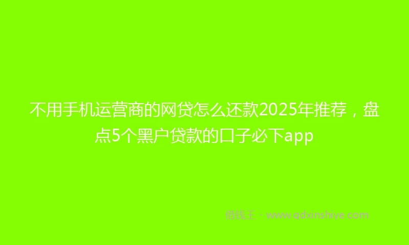 不用手机运营商的网贷怎么还款2025年推荐，盘点5个黑户贷款的口子必下app