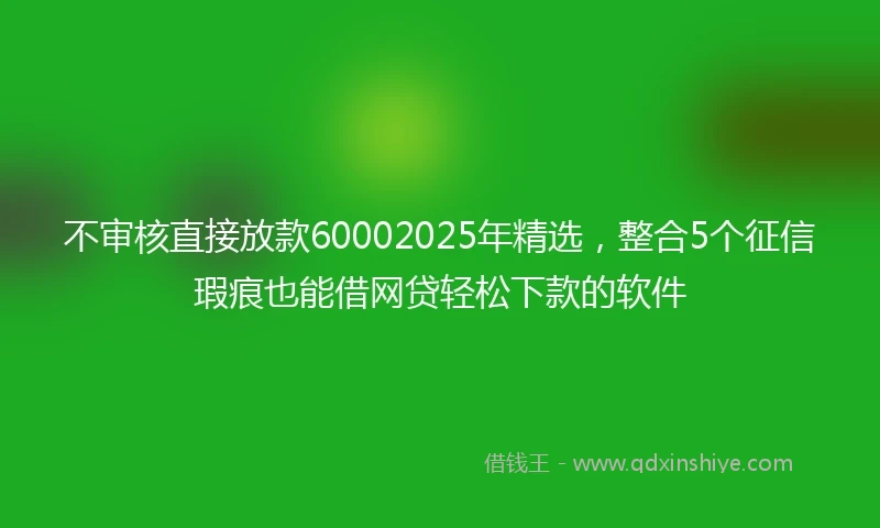 不审核直接放款60002025年精选，整合5个征信瑕疵也能借网贷轻松下款的软件