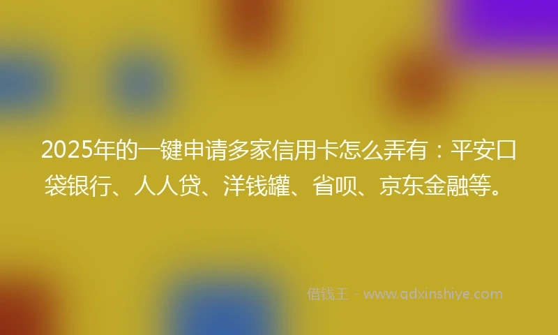 2025年的一键申请多家信用卡怎么弄有：平安口袋银行、人人贷、洋钱罐、省呗、京东金融等。