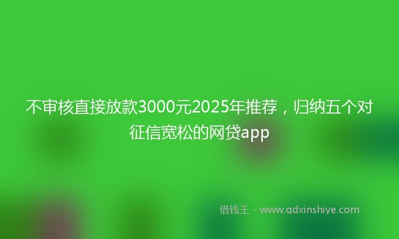 不审核直接放款3000元2025年推荐,归纳五个对征信宽松的网贷app
