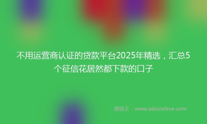 不用运营商认证的贷款平台2025年精选，汇总5个征信花居然都下款的口子