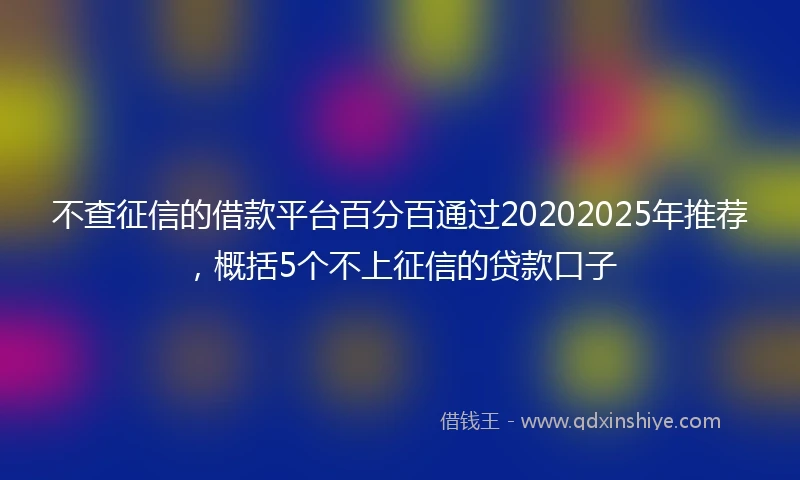 不查征信的借款平台百分百通过20202025年推荐，概括5个不上征信的贷款口子