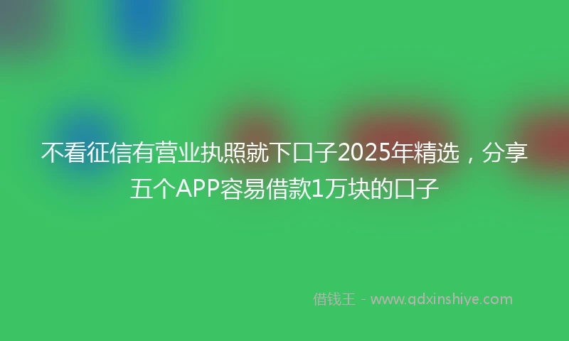不看征信有营业执照就下口子2025年精选，分享五个APP容易借款1万块的口子