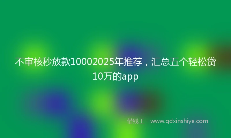 不审核秒放款10002025年推荐，汇总五个轻松贷10万的app