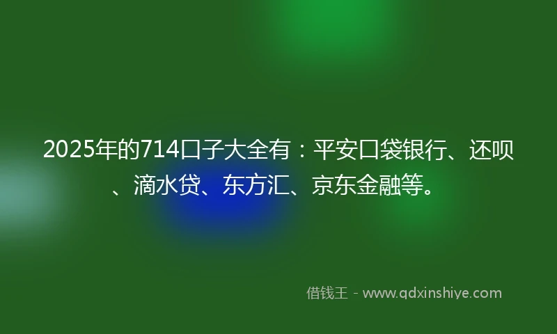2025年的714口子大全有：平安口袋银行、还呗、滴水贷、东方汇、京东金融等。