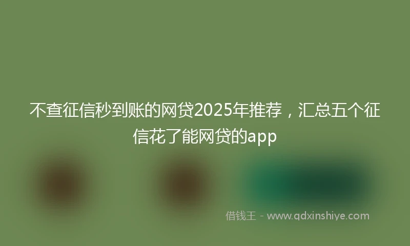 不查征信秒到账的网贷2025年推荐，汇总五个征信花了能网贷的app