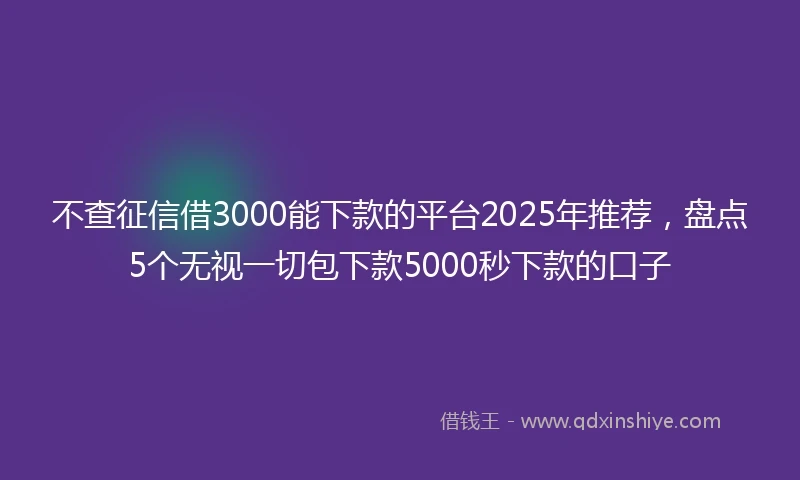 不查征信借3000能下款的平台2025年推荐，盘点5个无视一切包下款5000秒下款的口子