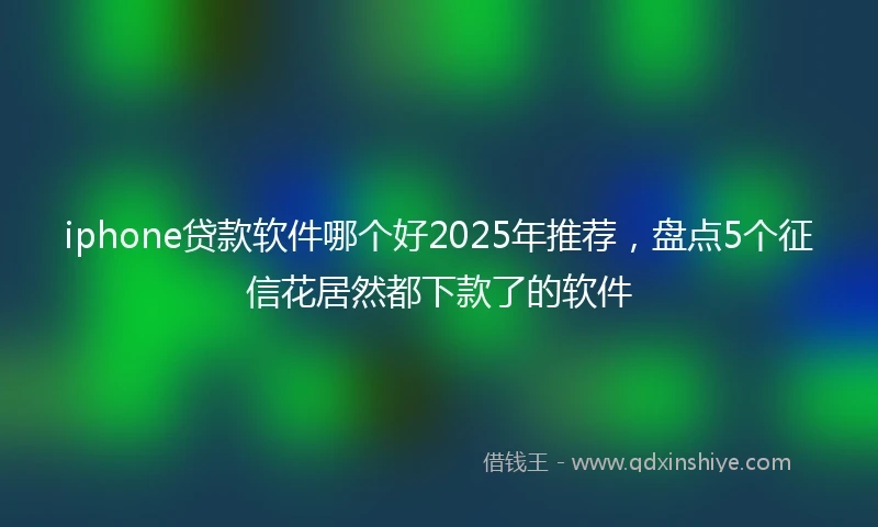 iphone贷款软件哪个好2025年推荐，盘点5个征信花居然都下款了的软件
