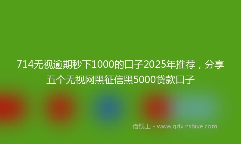 714无视逾期秒下1000的口子2025年推荐，分享五个无视网黑征信黑5000贷款口子
