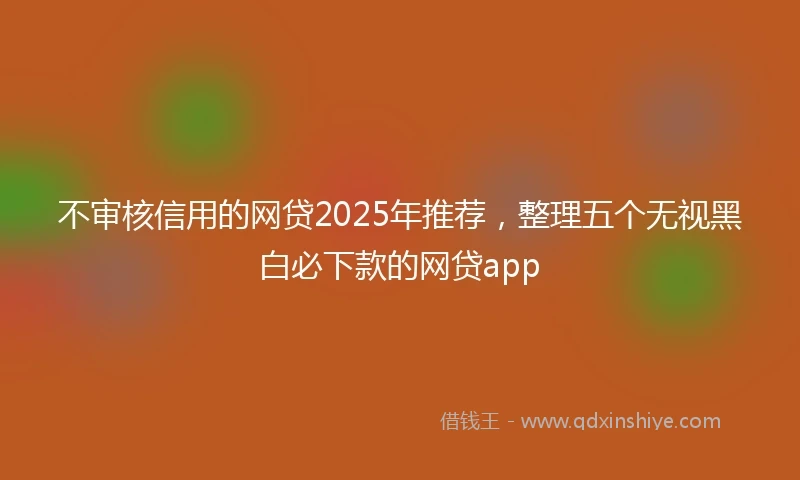 不审核信用的网贷2025年推荐，整理五个无视黑白必下款的网贷app