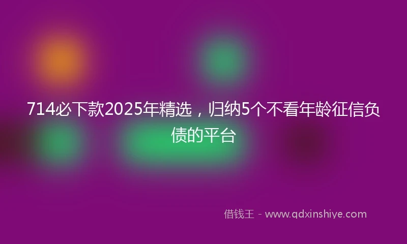 714必下款2025年精选，归纳5个不看年龄征信负债的平台