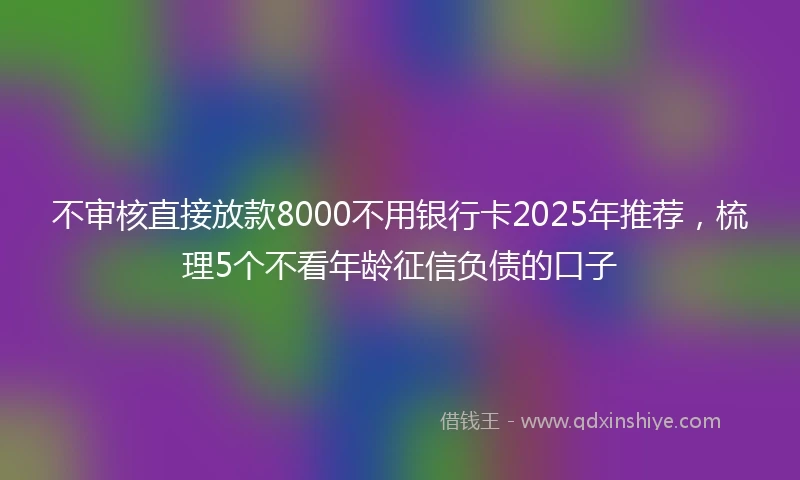 不审核直接放款8000不用银行卡2025年推荐，梳理5个不看年龄征信负债的口子