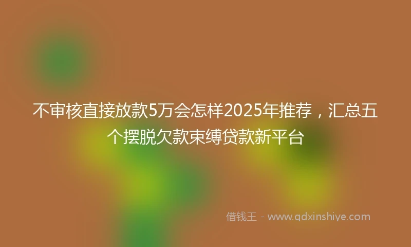 不审核直接放款5万会怎样2025年推荐，汇总五个摆脱欠款束缚贷款新平台