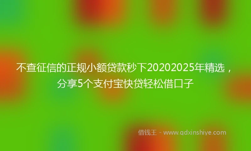 不查征信的正规小额贷款秒下20202025年精选，分享5个支付宝快贷轻松借口子