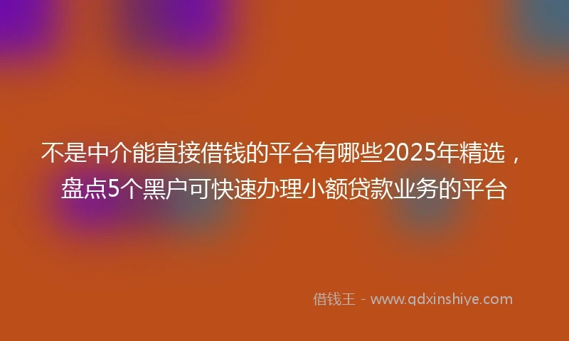 不是中介能直接借钱的平台有哪些2025年精选,盘点5个黑户可快速办理小额贷款业务的平台