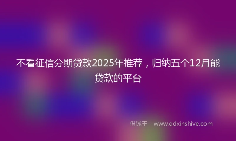 不看征信分期贷款2025年推荐，归纳五个12月能贷款的平台