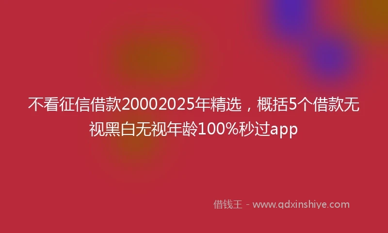 不看征信借款20002025年精选，概括5个借款无视黑白无视年龄100%秒过app