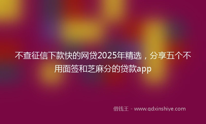 不查征信下款快的网贷2025年精选，分享五个不用面签和芝麻分的贷款app