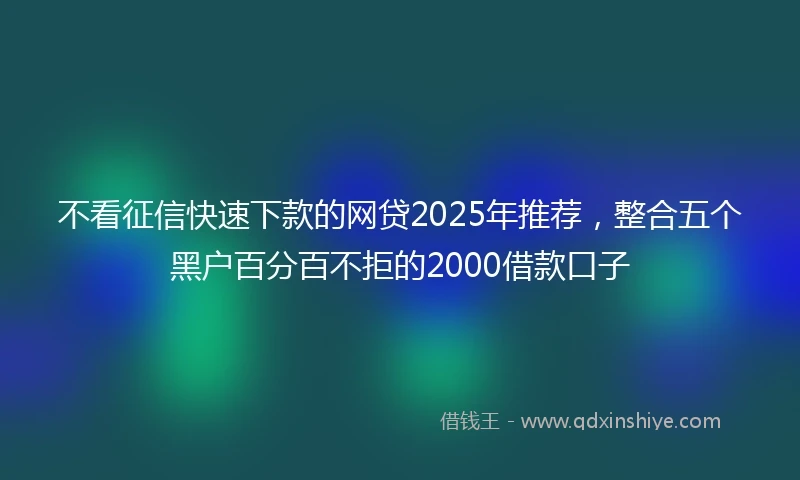 不看征信快速下款的网贷2025年推荐，整合五个黑户百分百不拒的2000借款口子