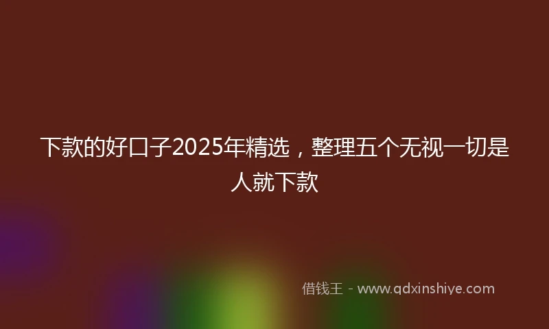下款的好口子2025年精选，整理五个无视一切是人就下款
