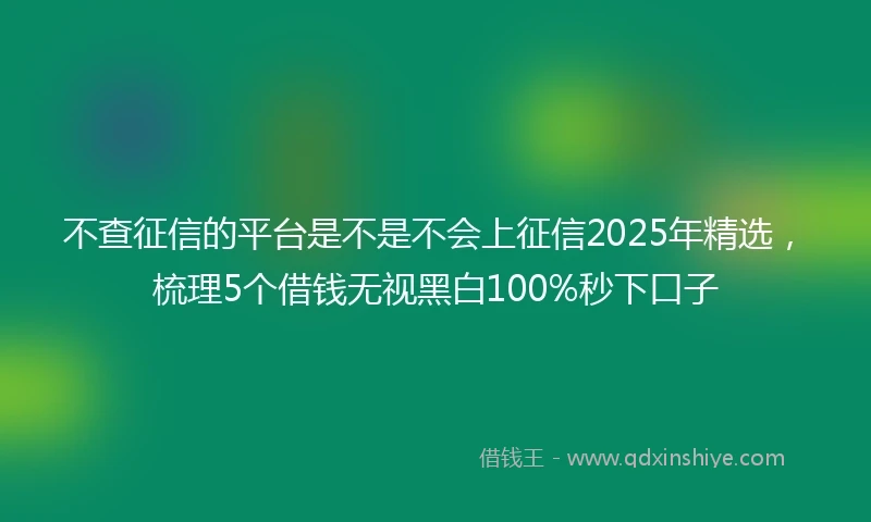 不查征信的平台是不是不会上征信2025年精选，梳理5个借钱无视黑白100%秒下口子