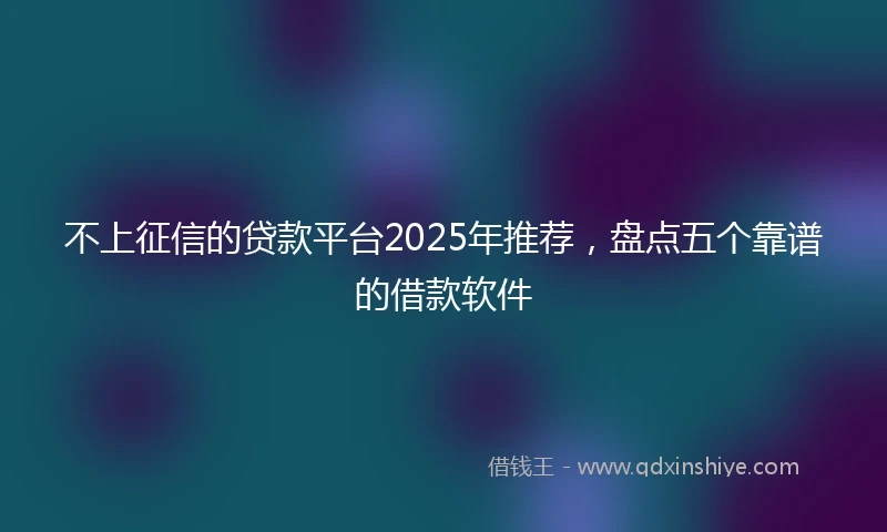 不上征信的贷款平台2025年推荐，盘点五个靠谱的借款软件