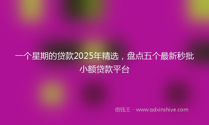 一个星期的贷款2025年精选，盘点五个最新秒批小额贷款平台