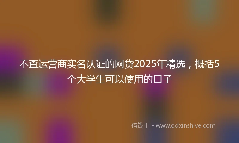 不查运营商实名认证的网贷2025年精选，概括5个大学生可以使用的口子