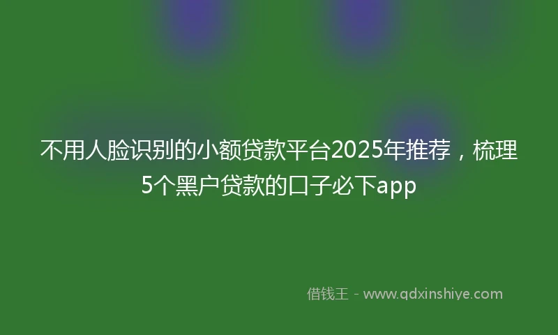 不用人脸识别的小额贷款平台2025年推荐，梳理5个黑户贷款的口子必下app