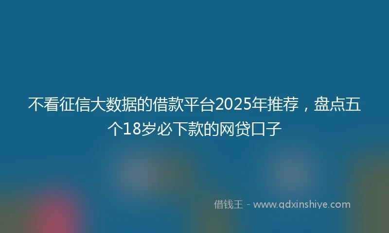 不看征信大数据的借款平台2025年推荐，盘点五个18岁必下款的网贷口子