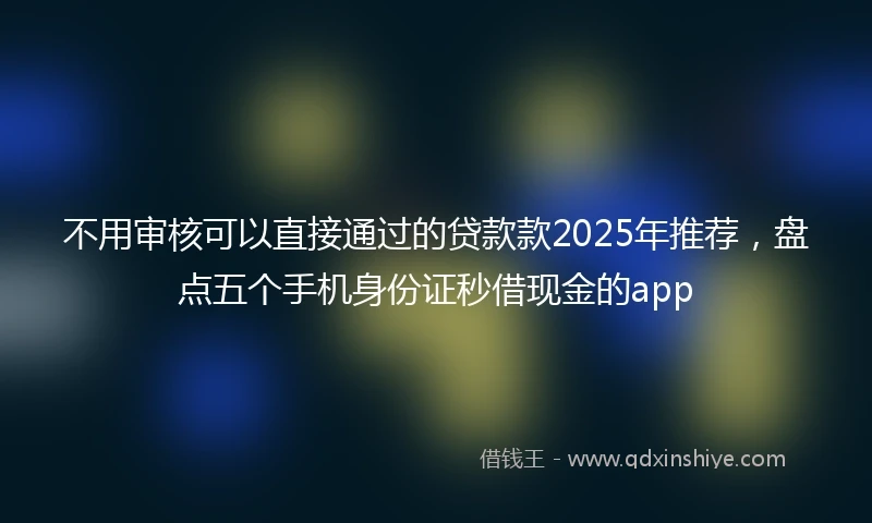 不用审核可以直接通过的贷款款2025年推荐，盘点五个手机身份证秒借现金的app