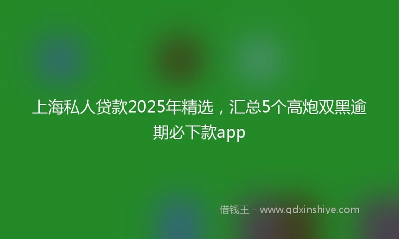 上海私人贷款2025年精选，汇总5个高炮双黑逾期必下款app