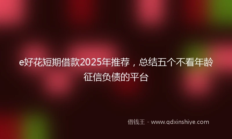 e好花短期借款2025年推荐，总结五个不看年龄征信负债的平台
