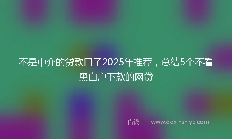 不是中介的贷款口子2025年推荐，总结5个不看黑白户下款的网贷