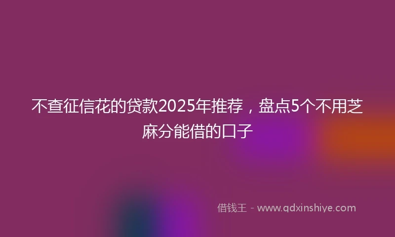 不查征信花的贷款2025年推荐，盘点5个不用芝麻分能借的口子