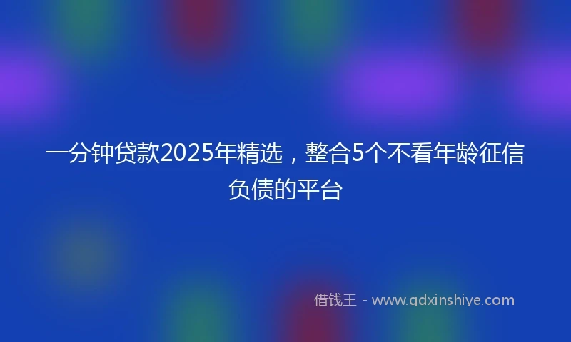 一分钟贷款2025年精选，整合5个不看年龄征信负债的平台